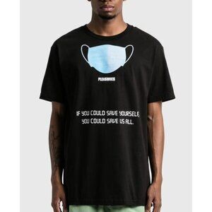 NEW PLEASURES SAVE YOURSELF BLACK TEE SZ MEDIUM